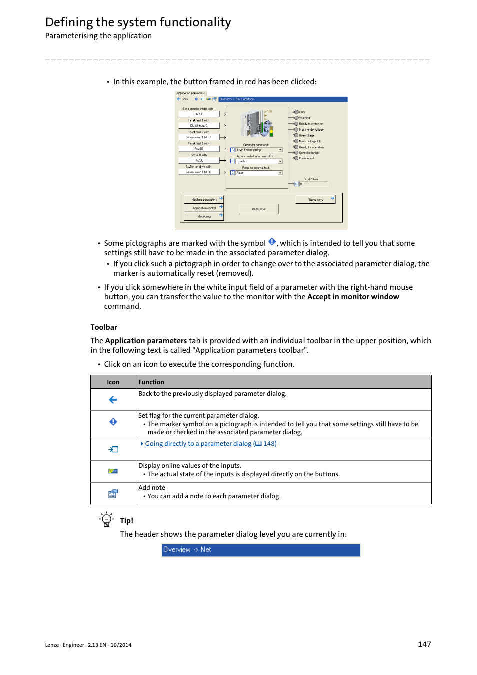 Defining the system functionality | Lenze Engineer v2.21 User Manual | Page 147 / 312