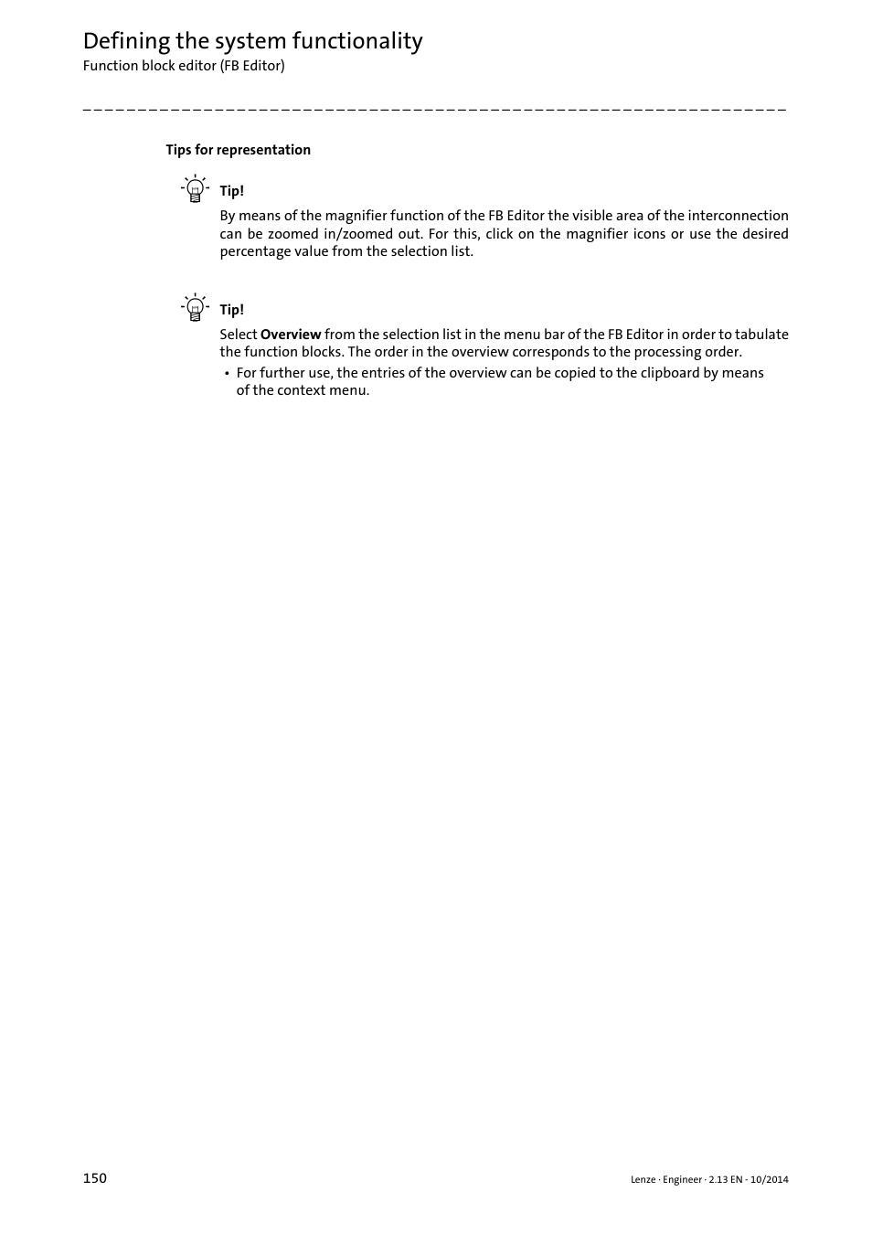 Defining the system functionality | Lenze Engineer v2.21 User Manual | Page 150 / 312