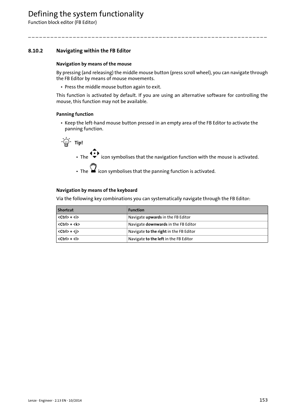 2 navigating within the fb editor, Defining the system functionality | Lenze Engineer v2.21 User Manual | Page 153 / 312