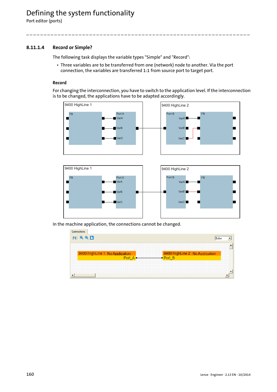 4 record or simple, Record or simple, Defining the system functionality | Lenze Engineer v2.21 User Manual | Page 160 / 312