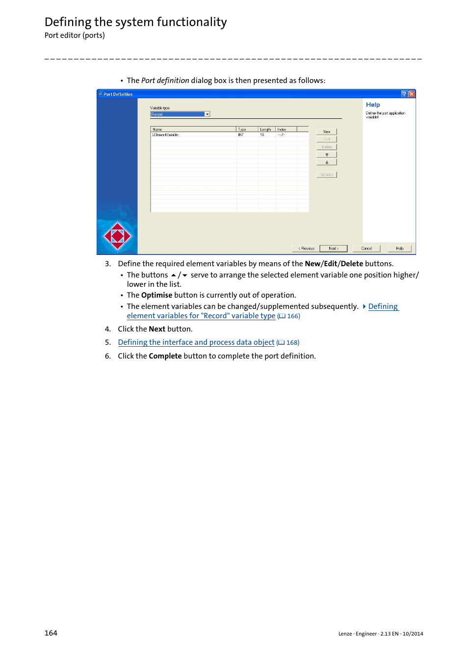 Defining the system functionality | Lenze Engineer v2.21 User Manual | Page 164 / 312