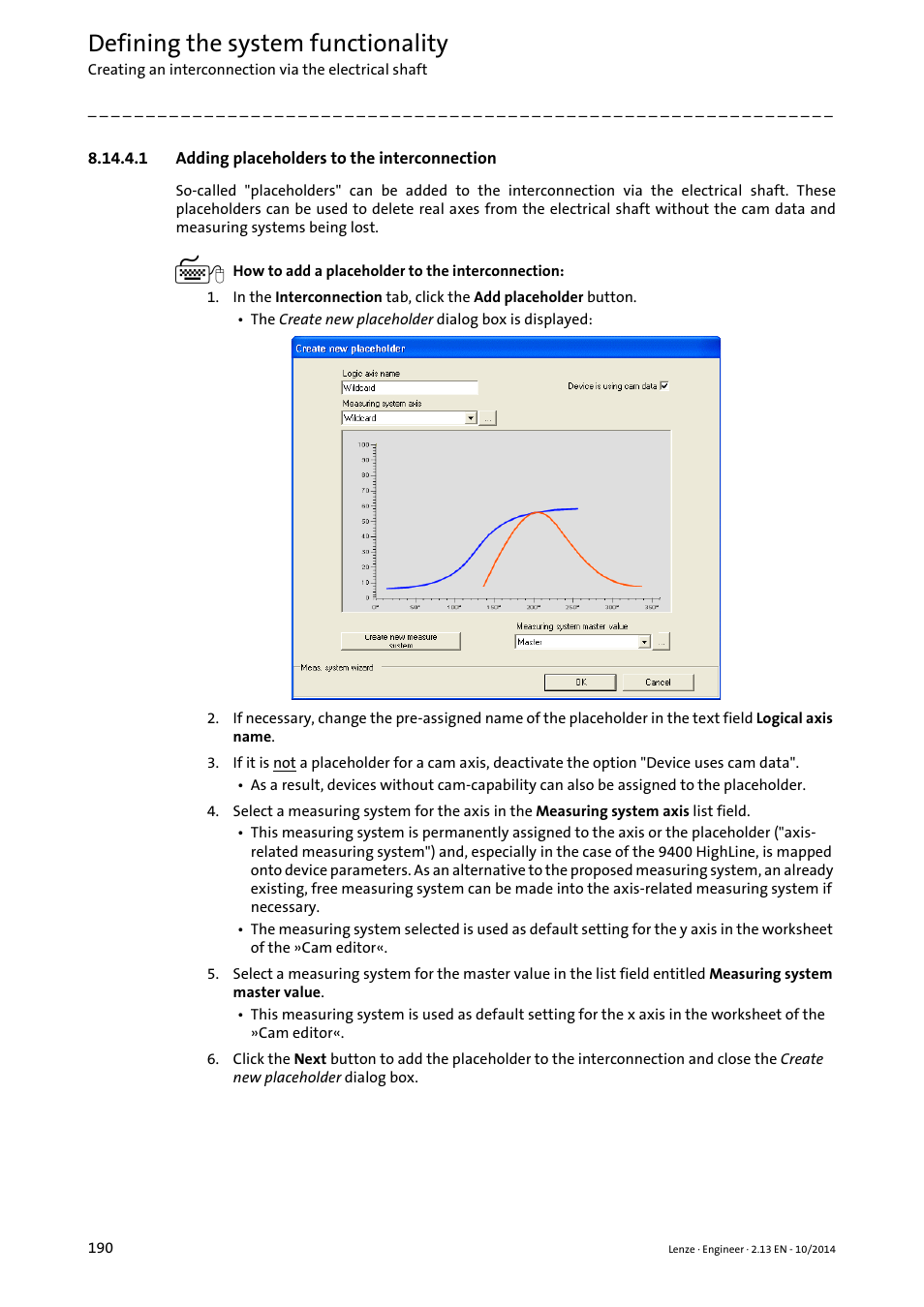 1 adding placeholders to the interconnection, Adding placeholders to the interconnection, Defining the system functionality | Lenze Engineer v2.21 User Manual | Page 190 / 312