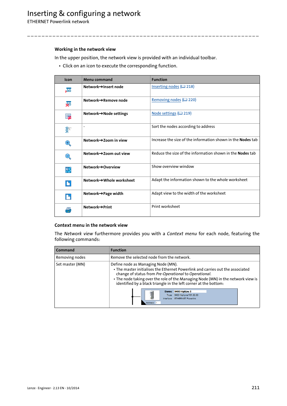 Inserting & configuring a network | Lenze Engineer v2.21 User Manual | Page 211 / 312