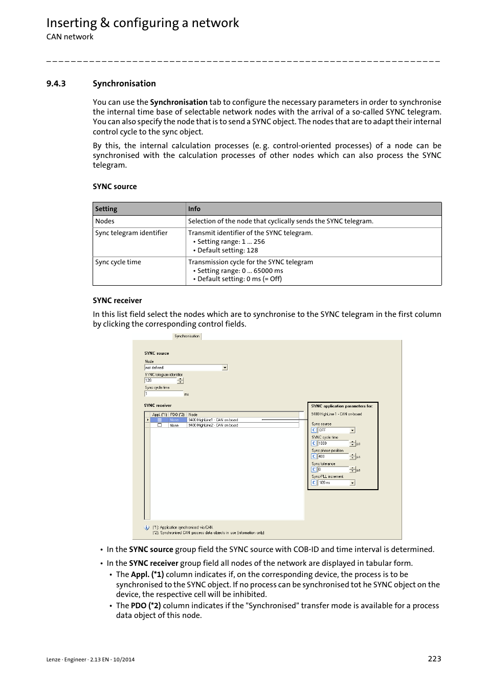 3 synchronisation, Synchronisation, Synchronisation ( 223) | Inserting & configuring a network | Lenze Engineer v2.21 User Manual | Page 223 / 312
