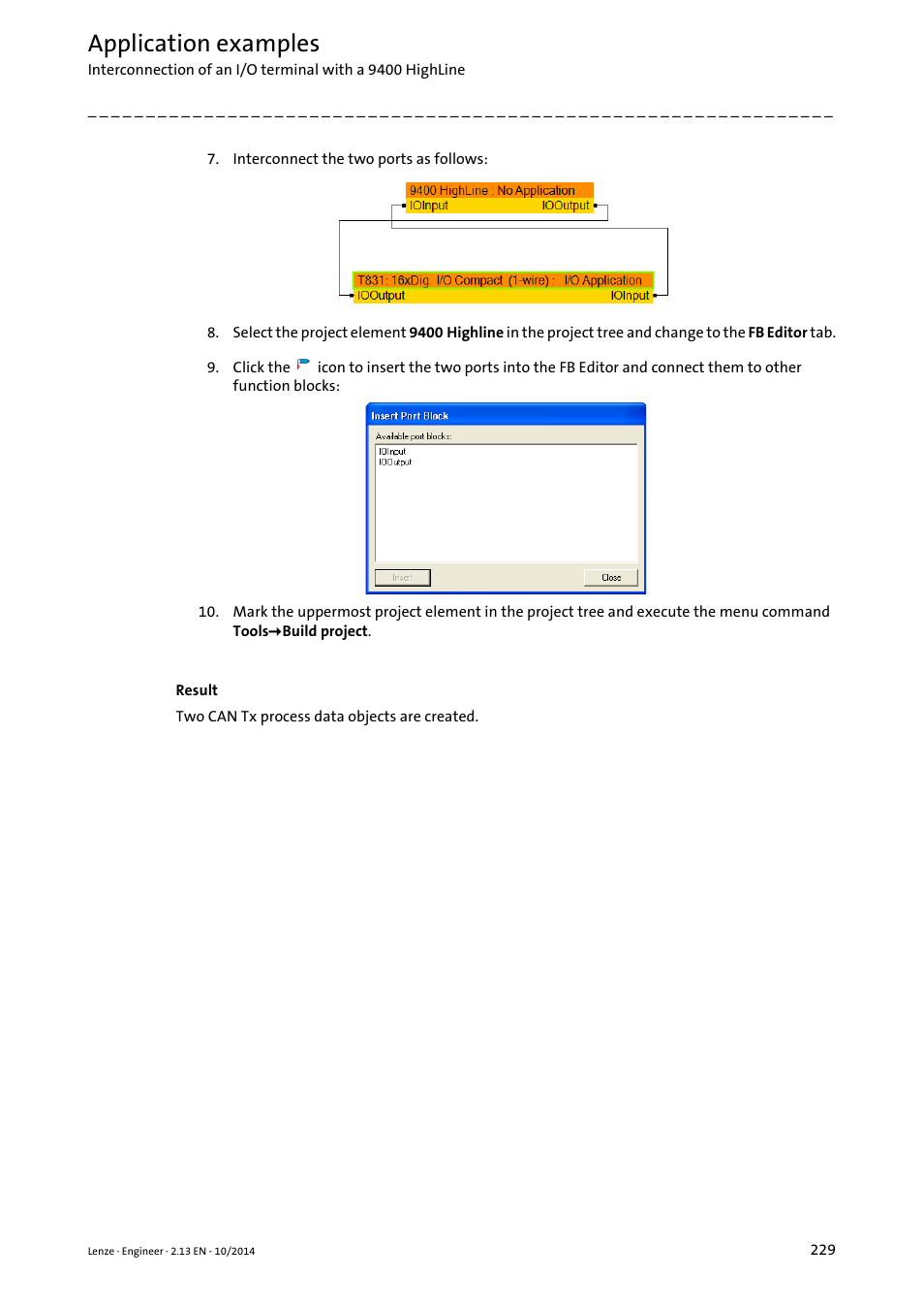 Application examples | Lenze Engineer v2.21 User Manual | Page 229 / 312