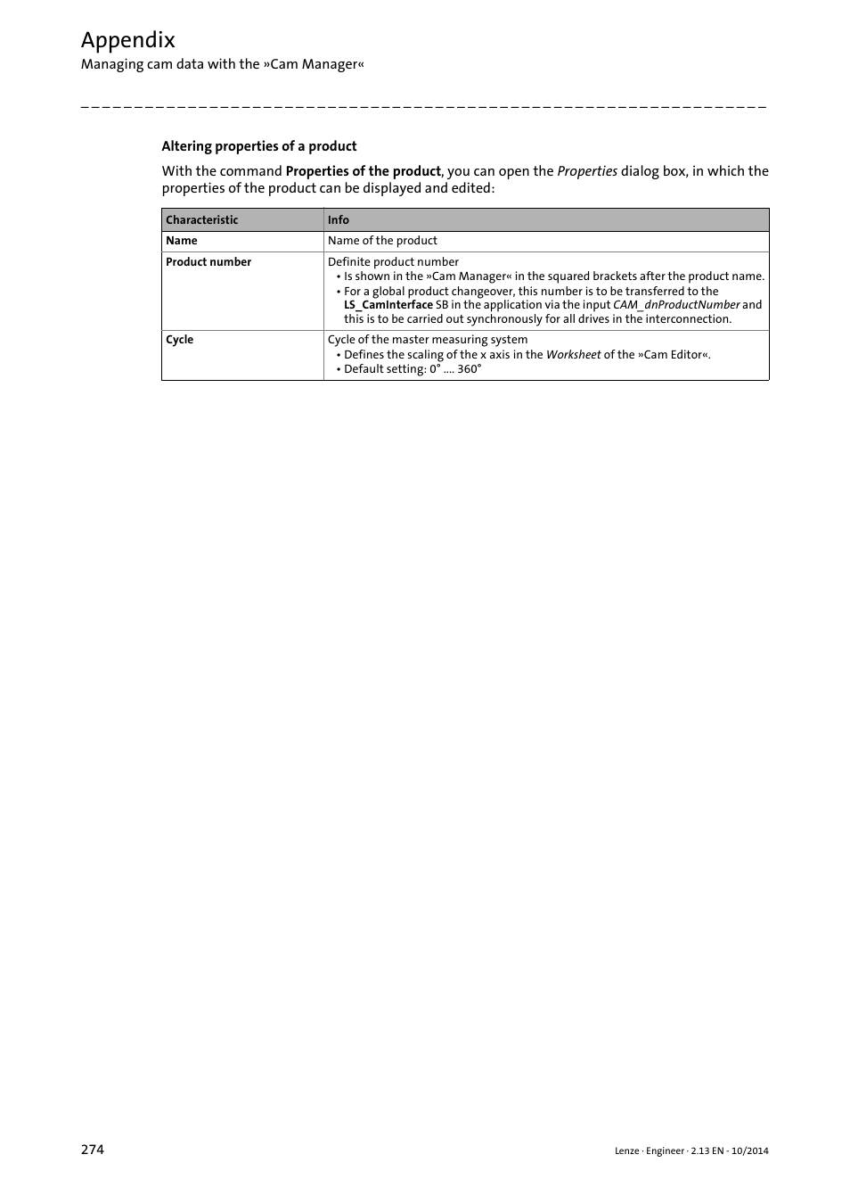Appendix | Lenze Engineer v2.21 User Manual | Page 274 / 312