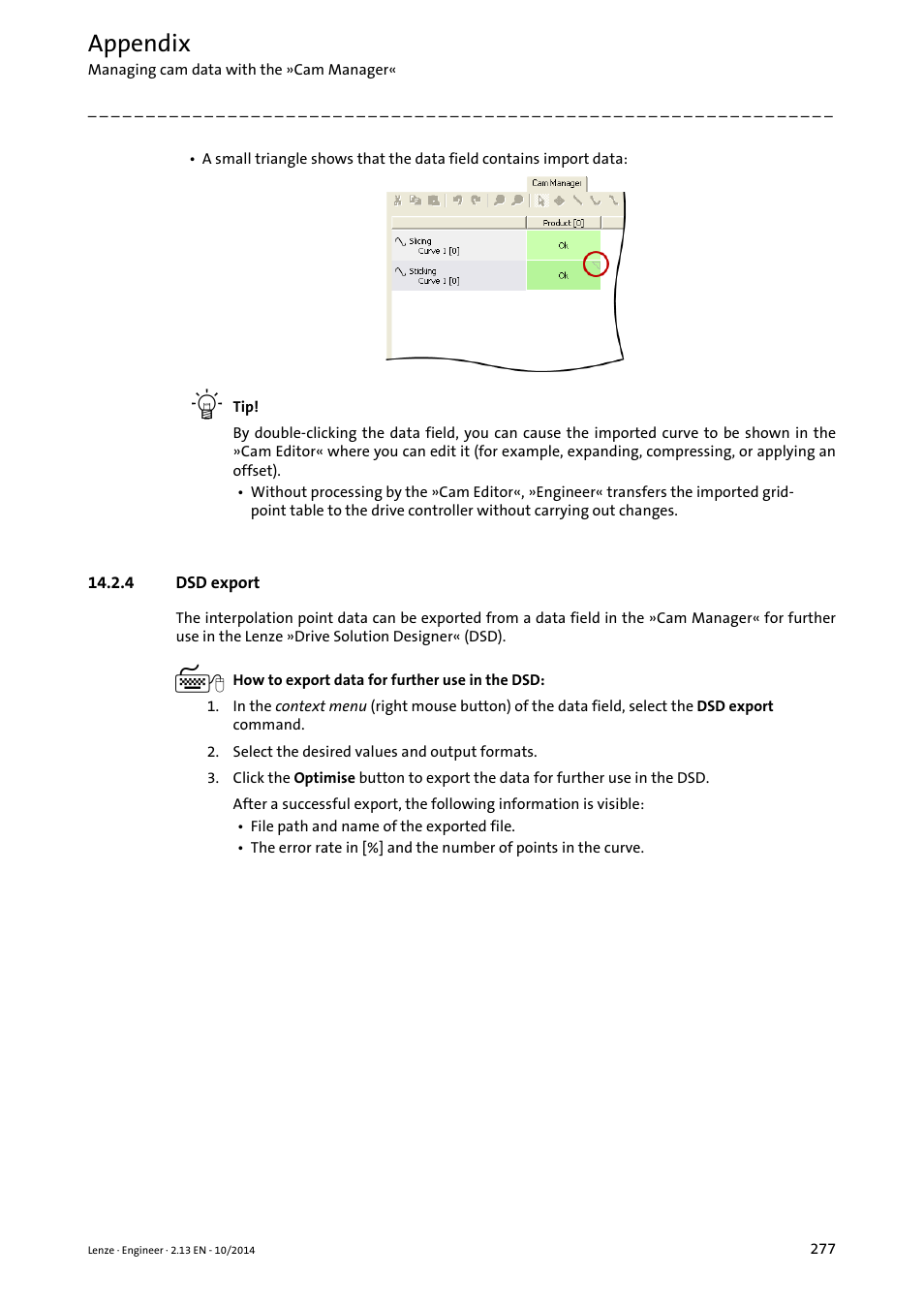 4 dsd export, Appendix | Lenze Engineer v2.21 User Manual | Page 277 / 312