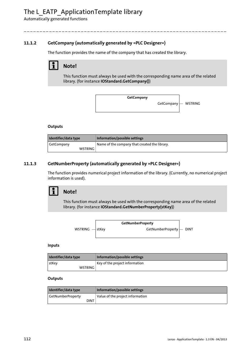 The l_eatp_applicationtemplate library | Lenze PLC Designer ApplicationTemplate (PLC Designer R3-x) User Manual | Page 112 / 177