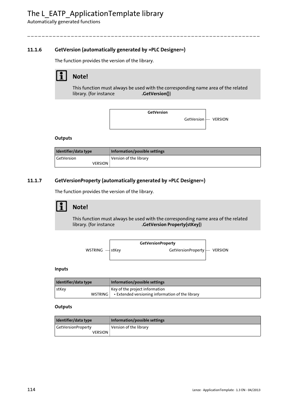 The l_eatp_applicationtemplate library | Lenze PLC Designer ApplicationTemplate (PLC Designer R3-x) User Manual | Page 114 / 177