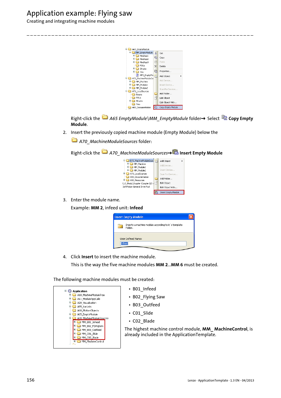 Application example: flying saw | Lenze PLC Designer ApplicationTemplate (PLC Designer R3-x) User Manual | Page 156 / 177