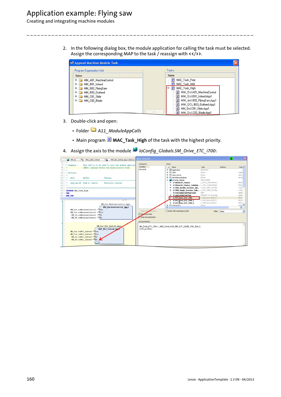 Application example: flying saw | Lenze PLC Designer ApplicationTemplate (PLC Designer R3-x) User Manual | Page 160 / 177