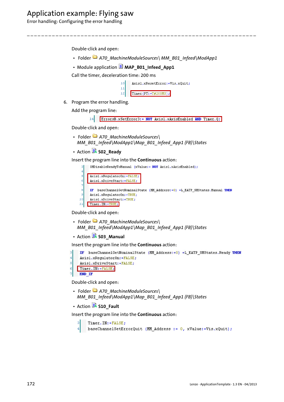 Application example: flying saw | Lenze PLC Designer ApplicationTemplate (PLC Designer R3-x) User Manual | Page 172 / 177