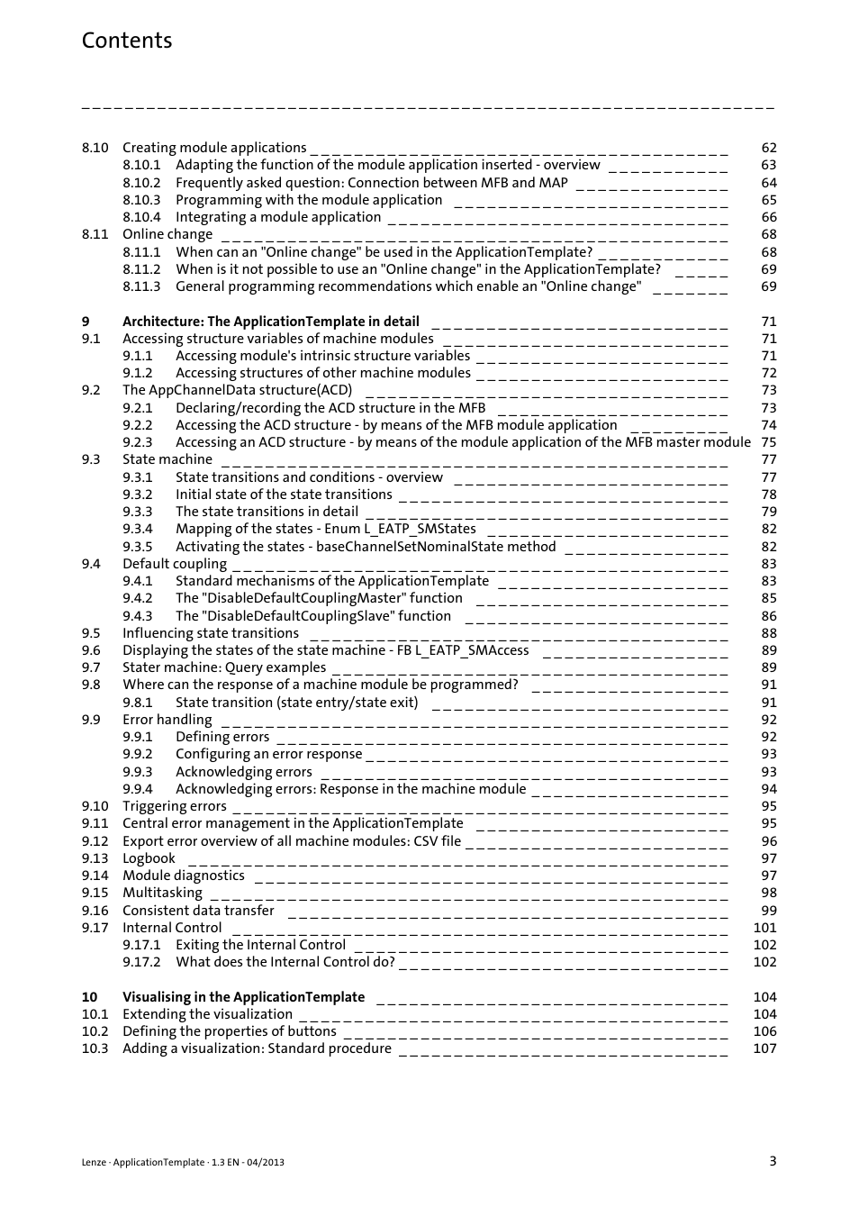 Lenze PLC Designer ApplicationTemplate (PLC Designer R3-x) User Manual | Page 3 / 177