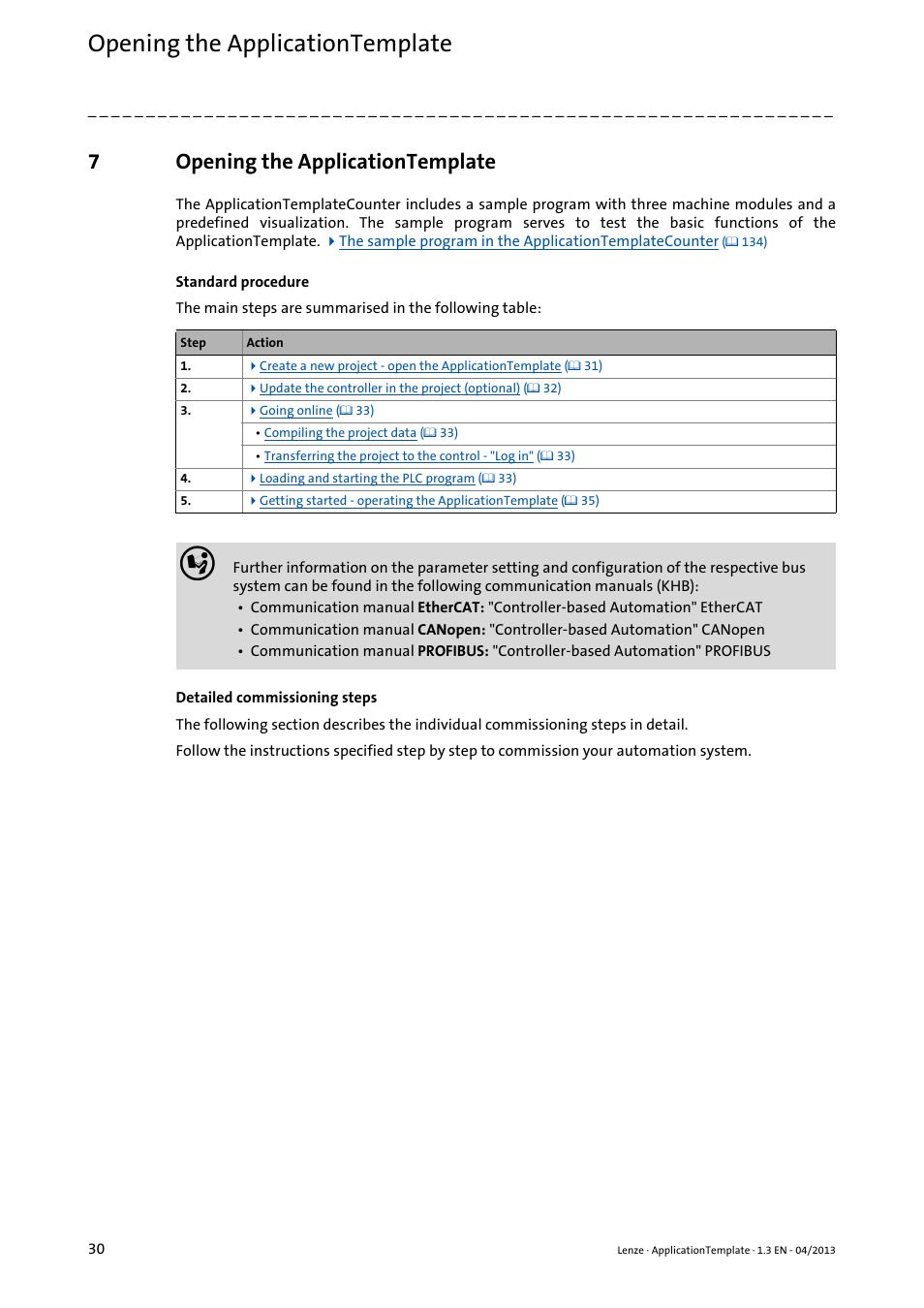 7 opening the applicationtemplate, Opening the applicationtemplate, 7opening the applicationtemplate | Lenze PLC Designer ApplicationTemplate (PLC Designer R3-x) User Manual | Page 30 / 177