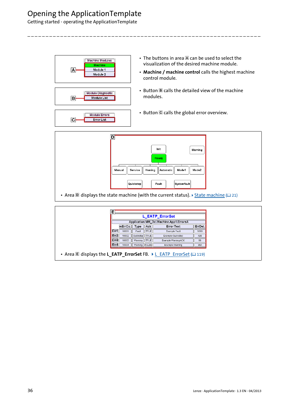 Opening the applicationtemplate | Lenze PLC Designer ApplicationTemplate (PLC Designer R3-x) User Manual | Page 36 / 177