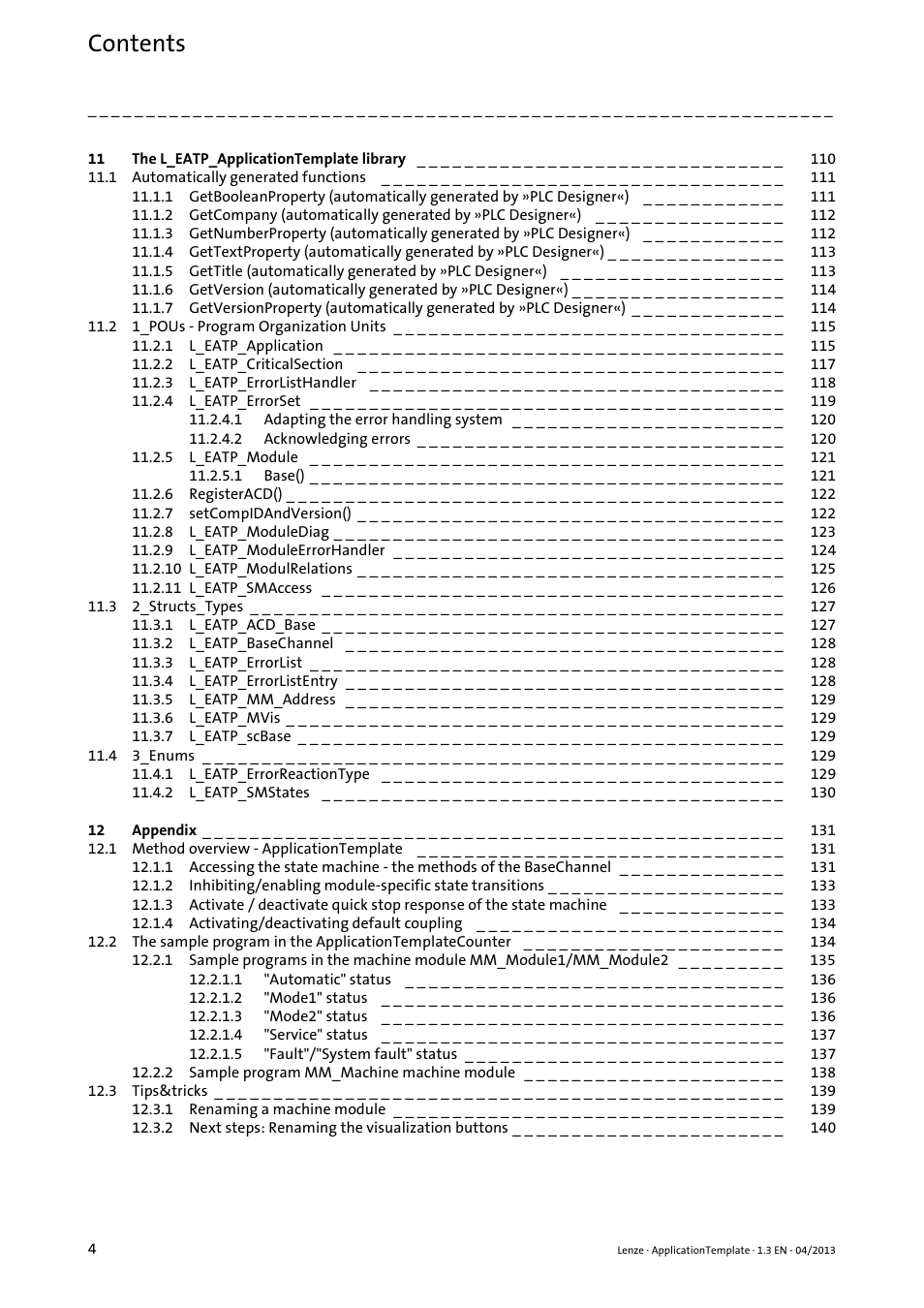 Lenze PLC Designer ApplicationTemplate (PLC Designer R3-x) User Manual | Page 4 / 177