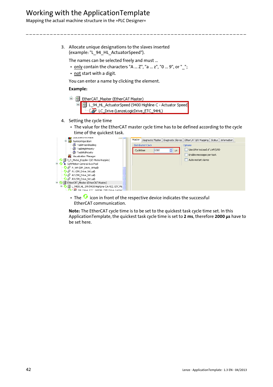 Working with the applicationtemplate | Lenze PLC Designer ApplicationTemplate (PLC Designer R3-x) User Manual | Page 42 / 177