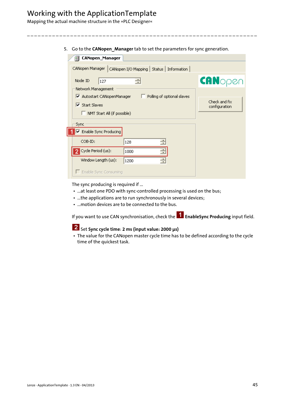 Working with the applicationtemplate | Lenze PLC Designer ApplicationTemplate (PLC Designer R3-x) User Manual | Page 45 / 177