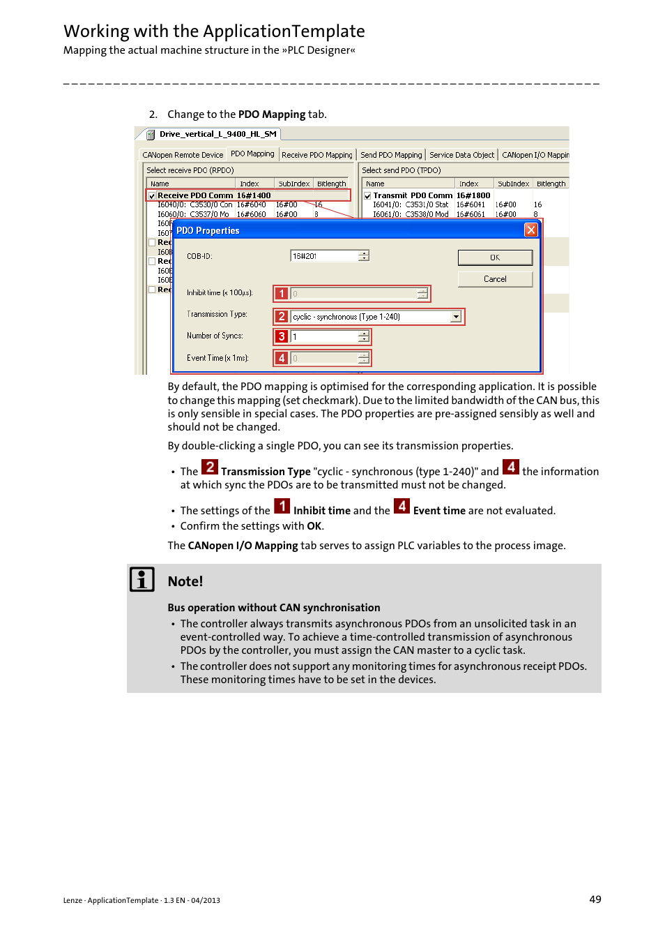 Working with the applicationtemplate | Lenze PLC Designer ApplicationTemplate (PLC Designer R3-x) User Manual | Page 49 / 177