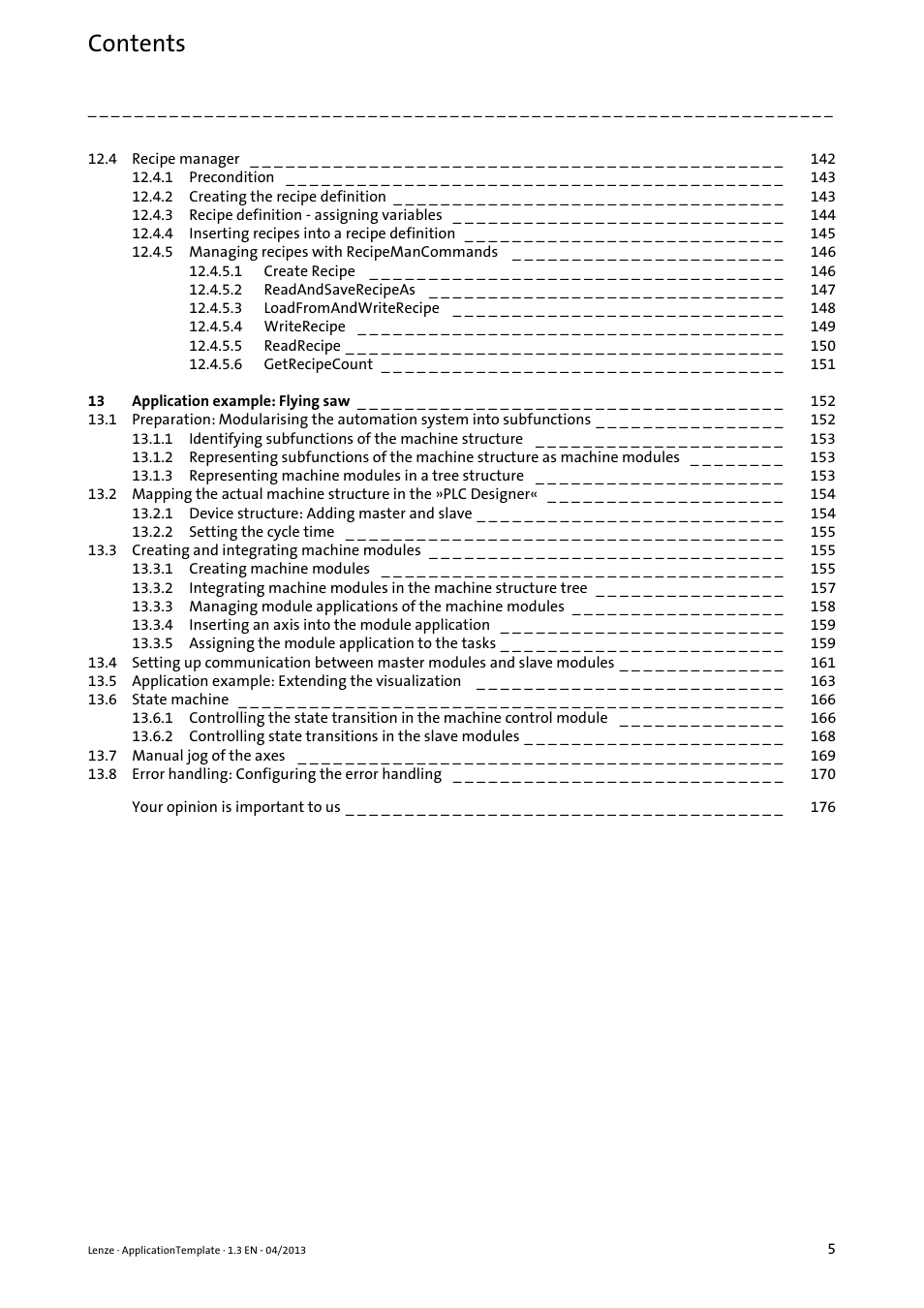 Lenze PLC Designer ApplicationTemplate (PLC Designer R3-x) User Manual | Page 5 / 177