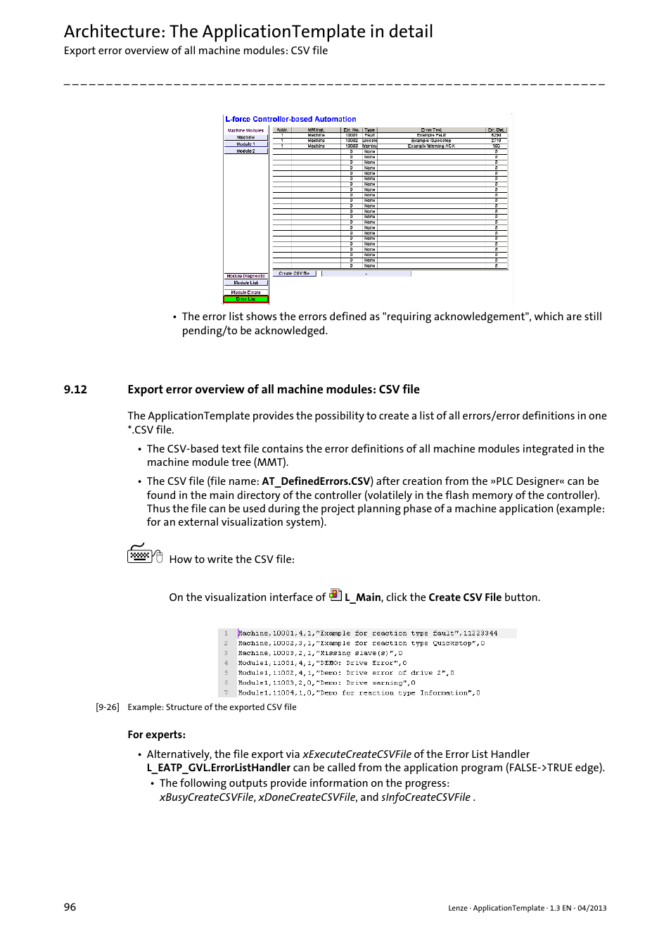 Architecture: the applicationtemplate in detail | Lenze PLC Designer ApplicationTemplate (PLC Designer R3-x) User Manual | Page 96 / 177