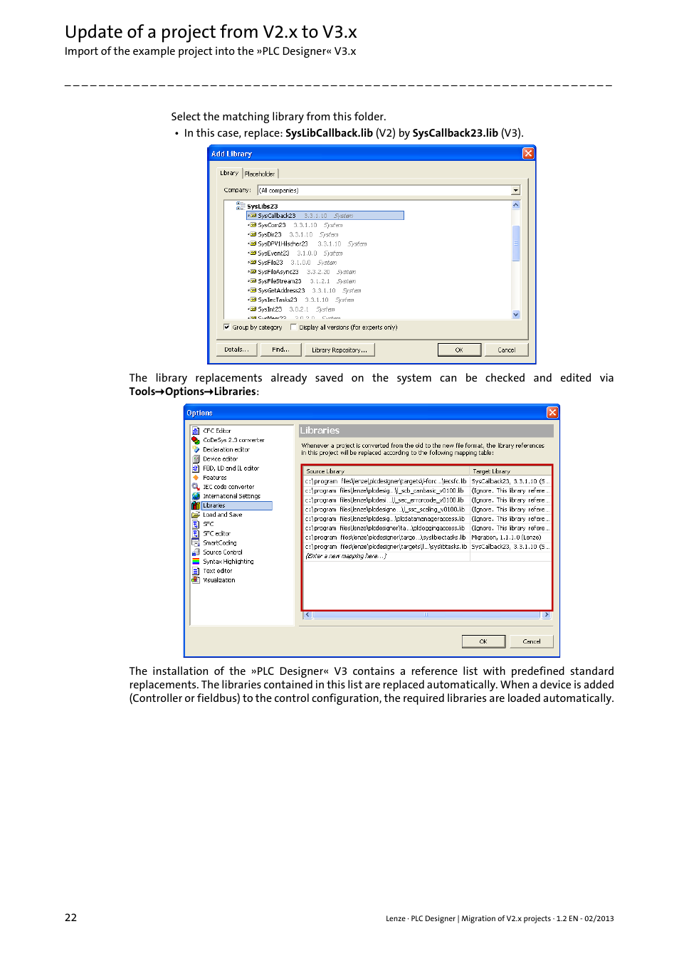 Update of a project from v2.x to v3.x | Lenze PLC Designer Migration PLC Designer (R2-x)-PLC Designer (R3-x) User Manual | Page 22 / 30