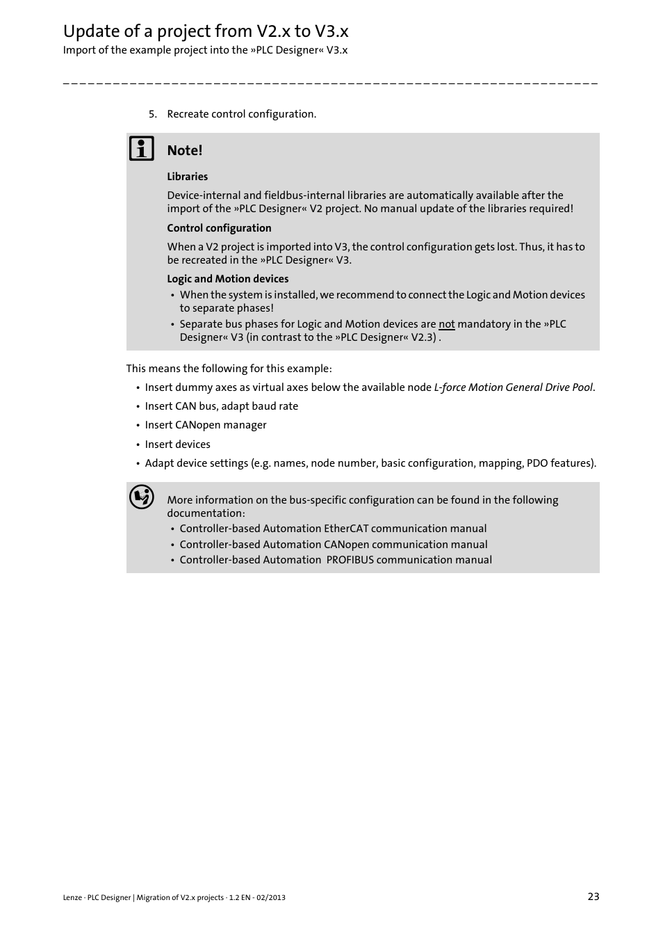 Update of a project from v2.x to v3.x | Lenze PLC Designer Migration PLC Designer (R2-x)-PLC Designer (R3-x) User Manual | Page 23 / 30