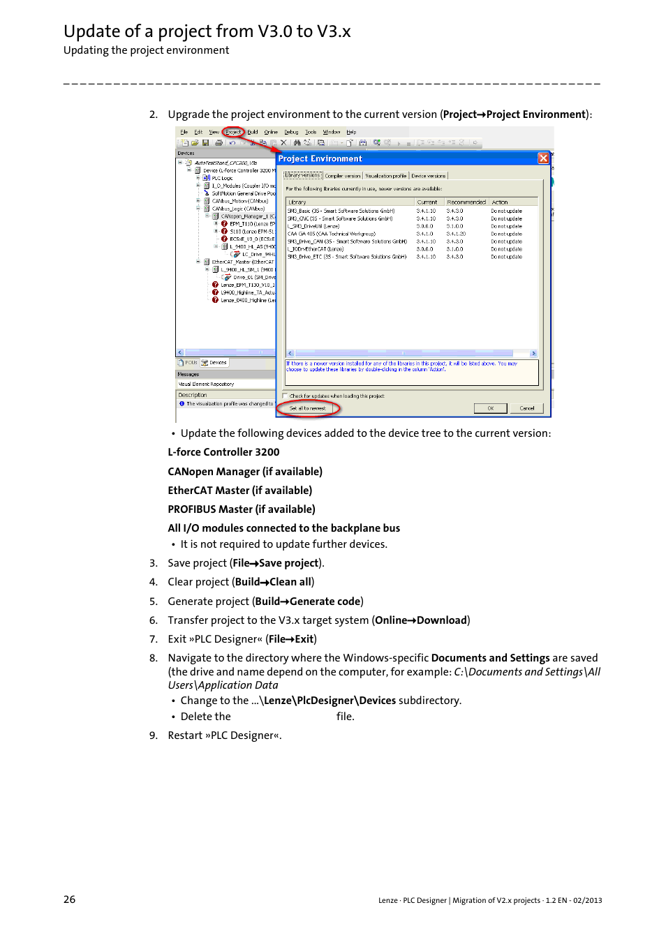 Update of a project from v3.0 to v3.x | Lenze PLC Designer Migration PLC Designer (R2-x)-PLC Designer (R3-x) User Manual | Page 26 / 30