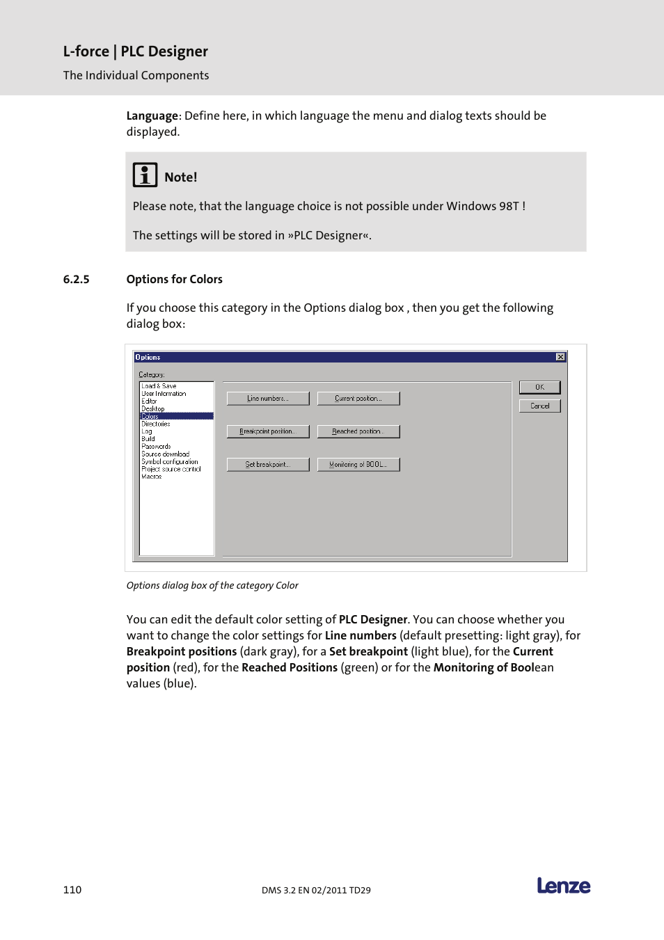 Options for colors, L-force | plc designer | Lenze PLC Designer PLC Designer (R2-x) User Manual | Page 112 / 844