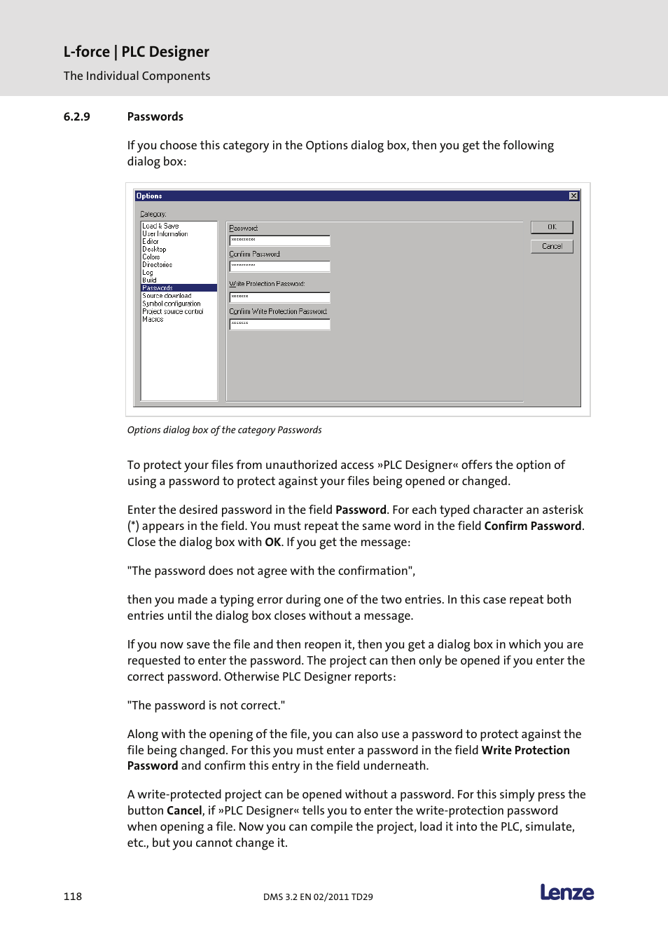 Passwords, L-force | plc designer | Lenze PLC Designer PLC Designer (R2-x) User Manual | Page 120 / 844