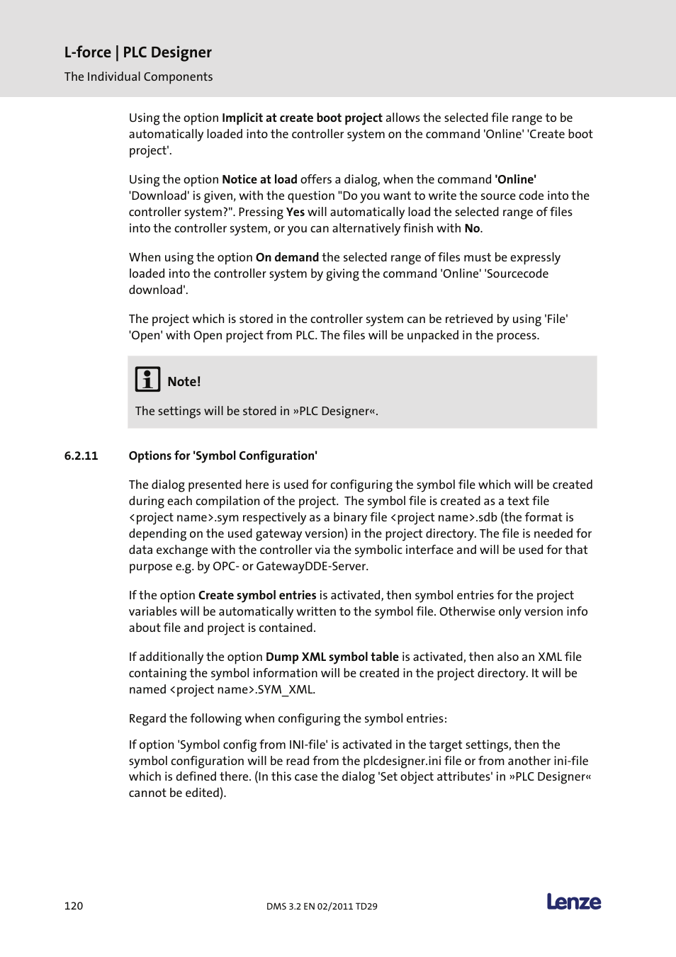 Options for 'symbol configuration, L-force | plc designer | Lenze PLC Designer PLC Designer (R2-x) User Manual | Page 122 / 844