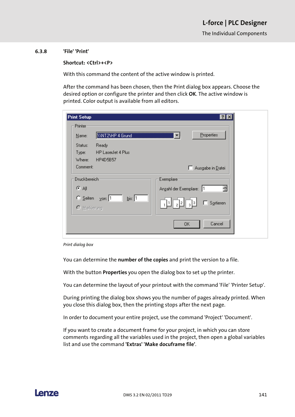 File' 'print, L-force | plc designer | Lenze PLC Designer PLC Designer (R2-x) User Manual | Page 143 / 844