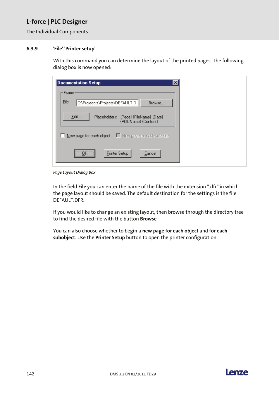 File' 'printer setup, L-force | plc designer | Lenze PLC Designer PLC Designer (R2-x) User Manual | Page 144 / 844