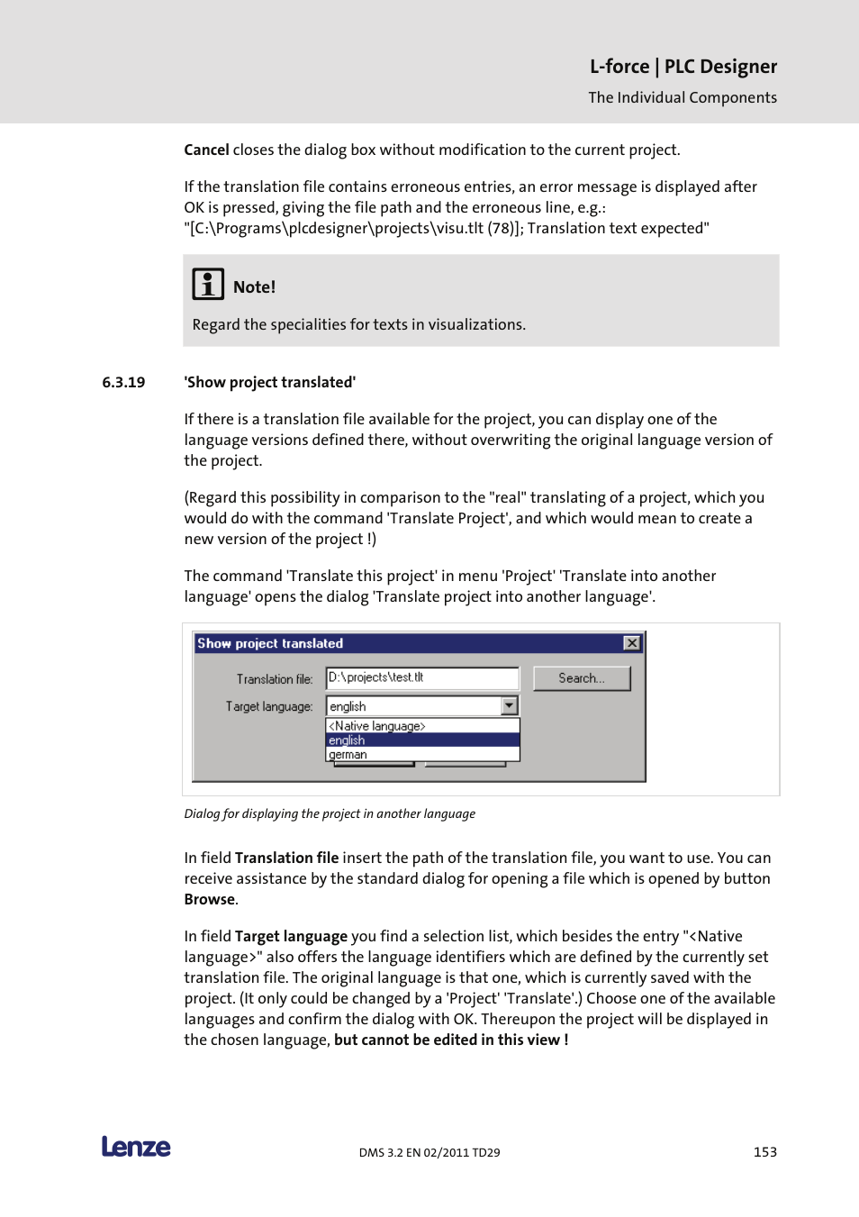 Show project translated, L-force | plc designer | Lenze PLC Designer PLC Designer (R2-x) User Manual | Page 155 / 844