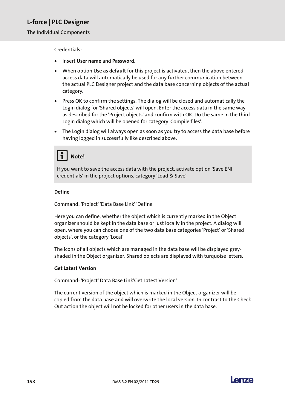 Define, Get latest version, L-force | plc designer | Lenze PLC Designer PLC Designer (R2-x) User Manual | Page 200 / 844