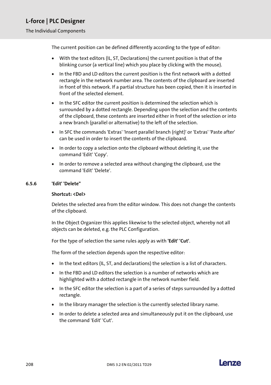Edit' 'delete, L-force | plc designer | Lenze PLC Designer PLC Designer (R2-x) User Manual | Page 210 / 844