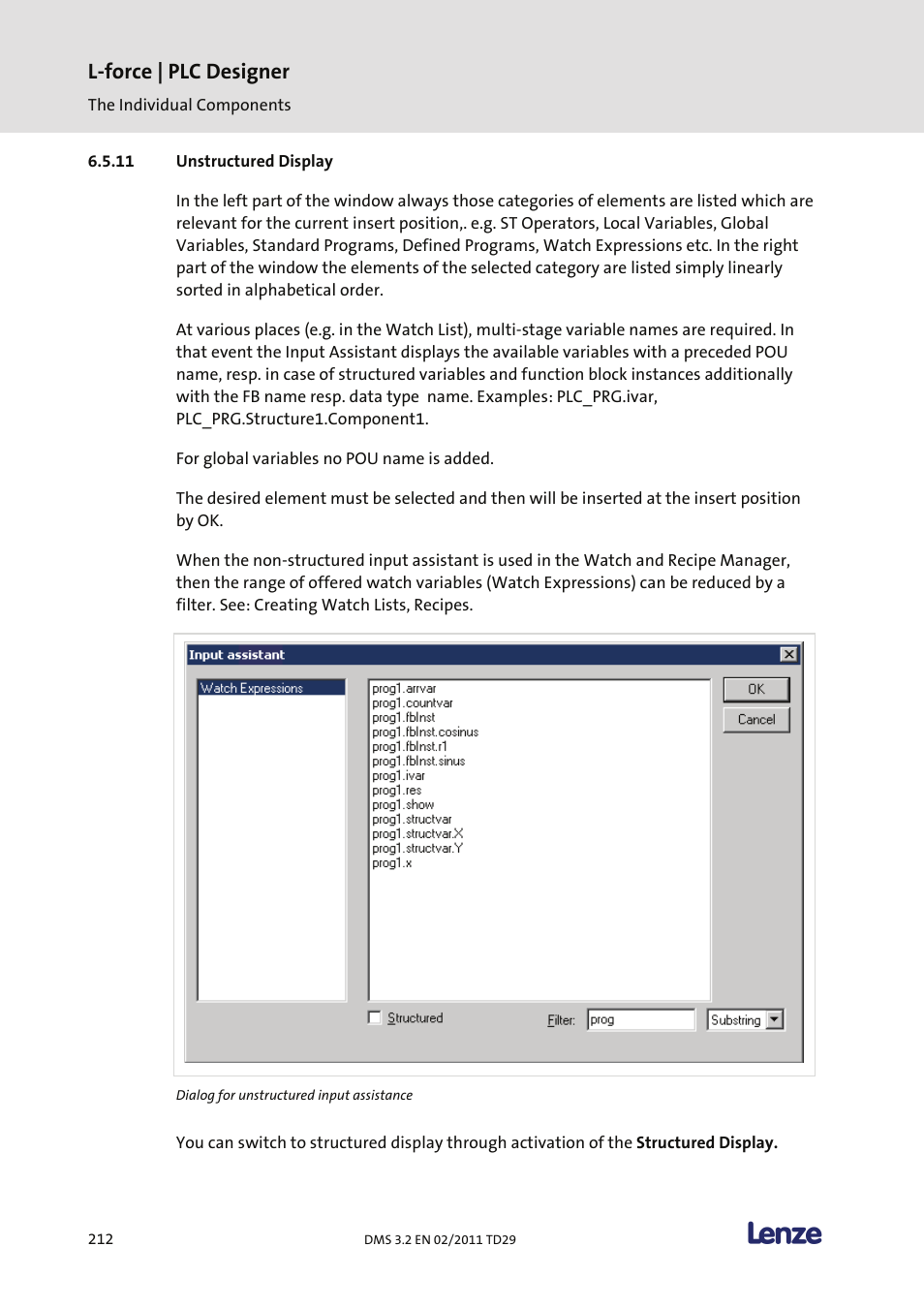 Unstructured display, L-force | plc designer | Lenze PLC Designer PLC Designer (R2-x) User Manual | Page 214 / 844