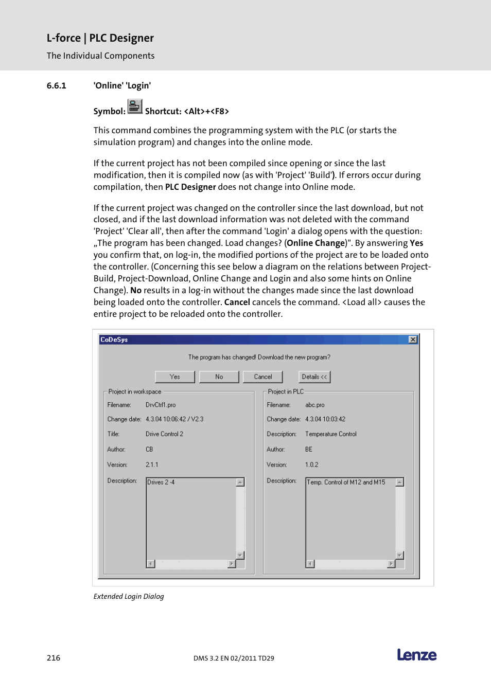 Online' 'login, L-force | plc designer | Lenze PLC Designer PLC Designer (R2-x) User Manual | Page 218 / 844