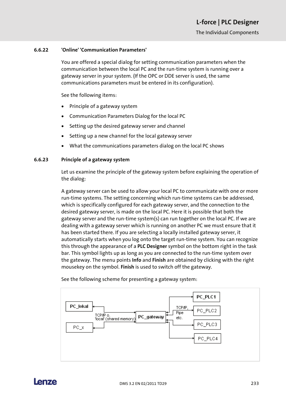 Online' 'communication parameters, Principle of a gateway system, L-force | plc designer | Lenze PLC Designer PLC Designer (R2-x) User Manual | Page 235 / 844