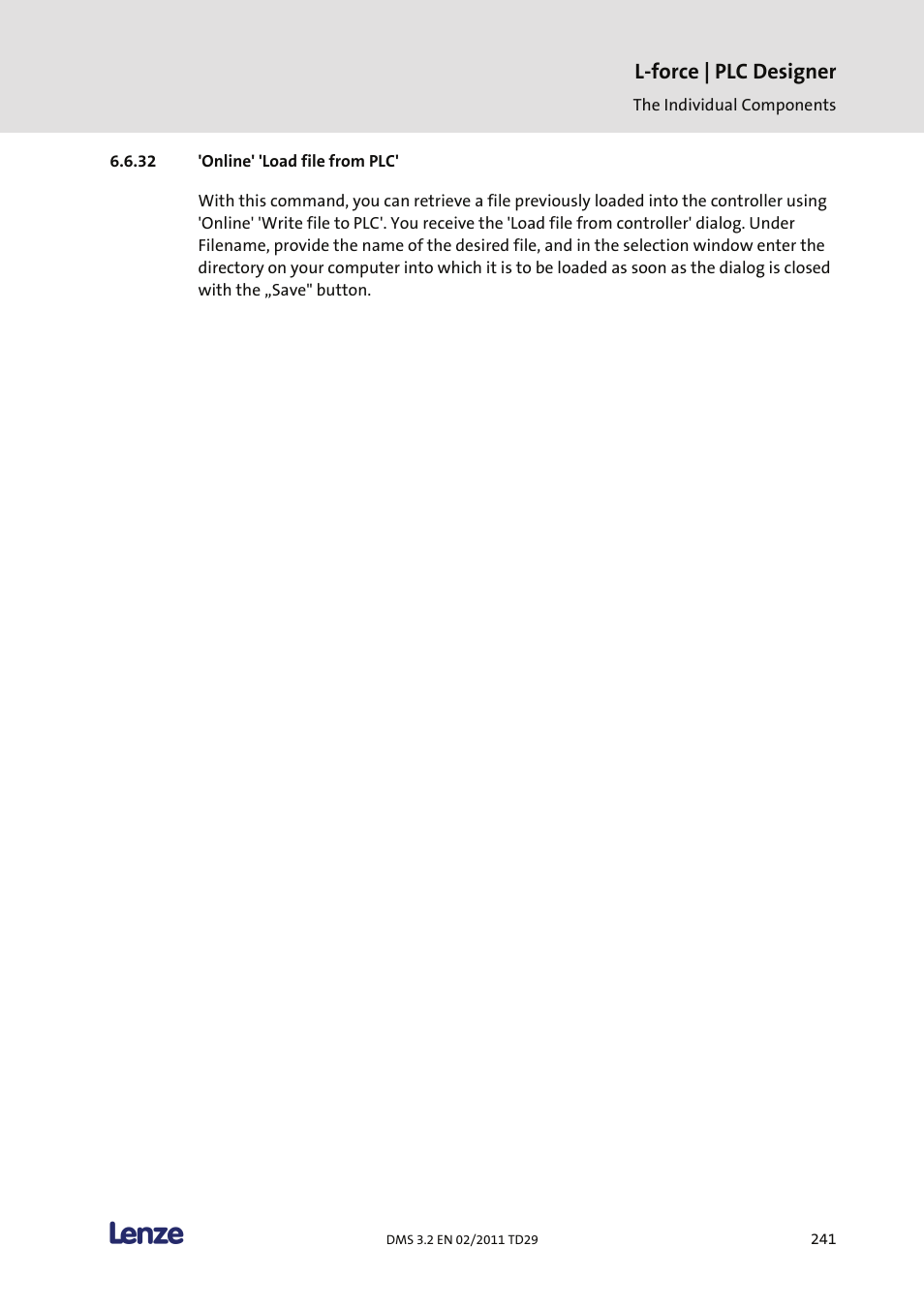 Online' 'load file from plc, L-force | plc designer | Lenze PLC Designer PLC Designer (R2-x) User Manual | Page 243 / 844