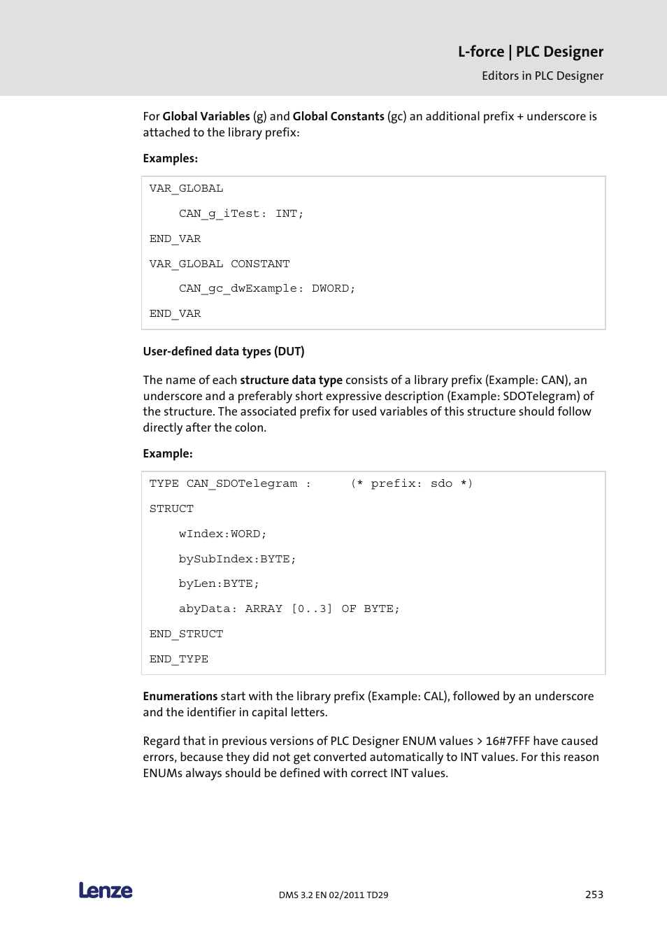 L-force | plc designer | Lenze PLC Designer PLC Designer (R2-x) User Manual | Page 255 / 844