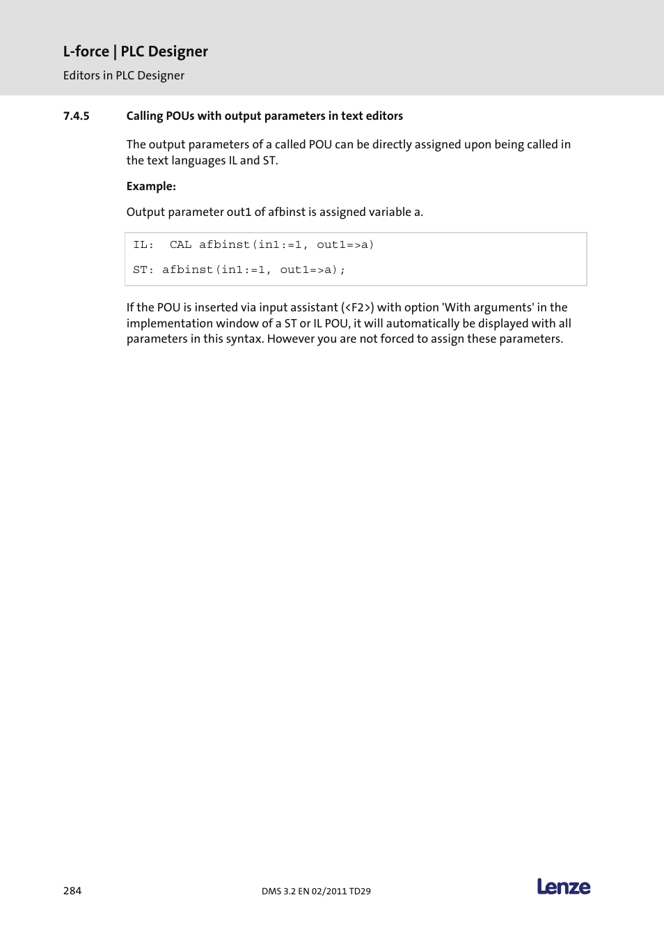 L-force | plc designer | Lenze PLC Designer PLC Designer (R2-x) User Manual | Page 286 / 844