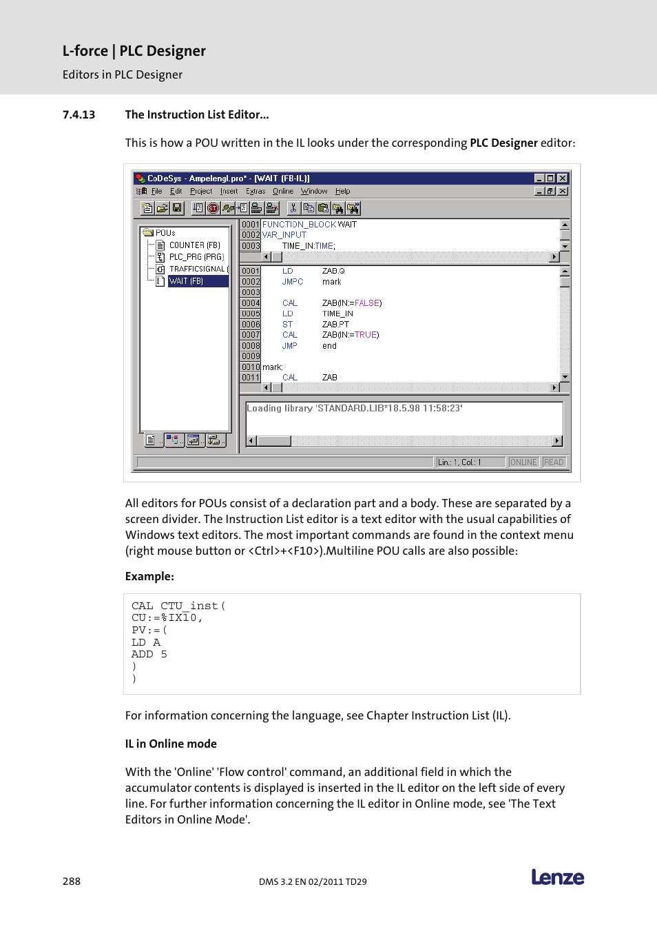 The instruction list editor, L-force | plc designer | Lenze PLC Designer PLC Designer (R2-x) User Manual | Page 290 / 844