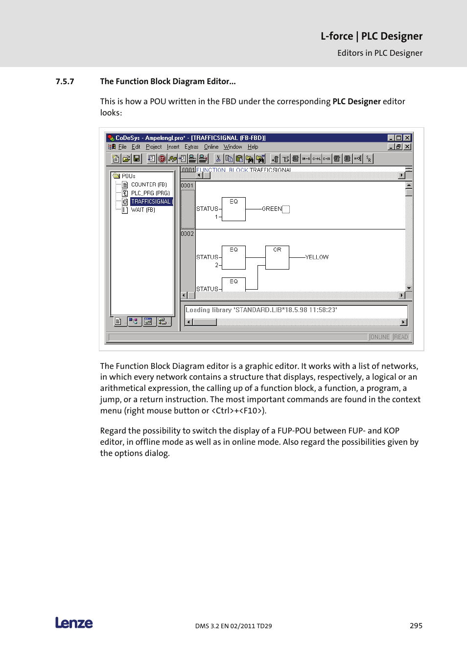 The function block diagram editor, L-force | plc designer | Lenze PLC Designer PLC Designer (R2-x) User Manual | Page 297 / 844
