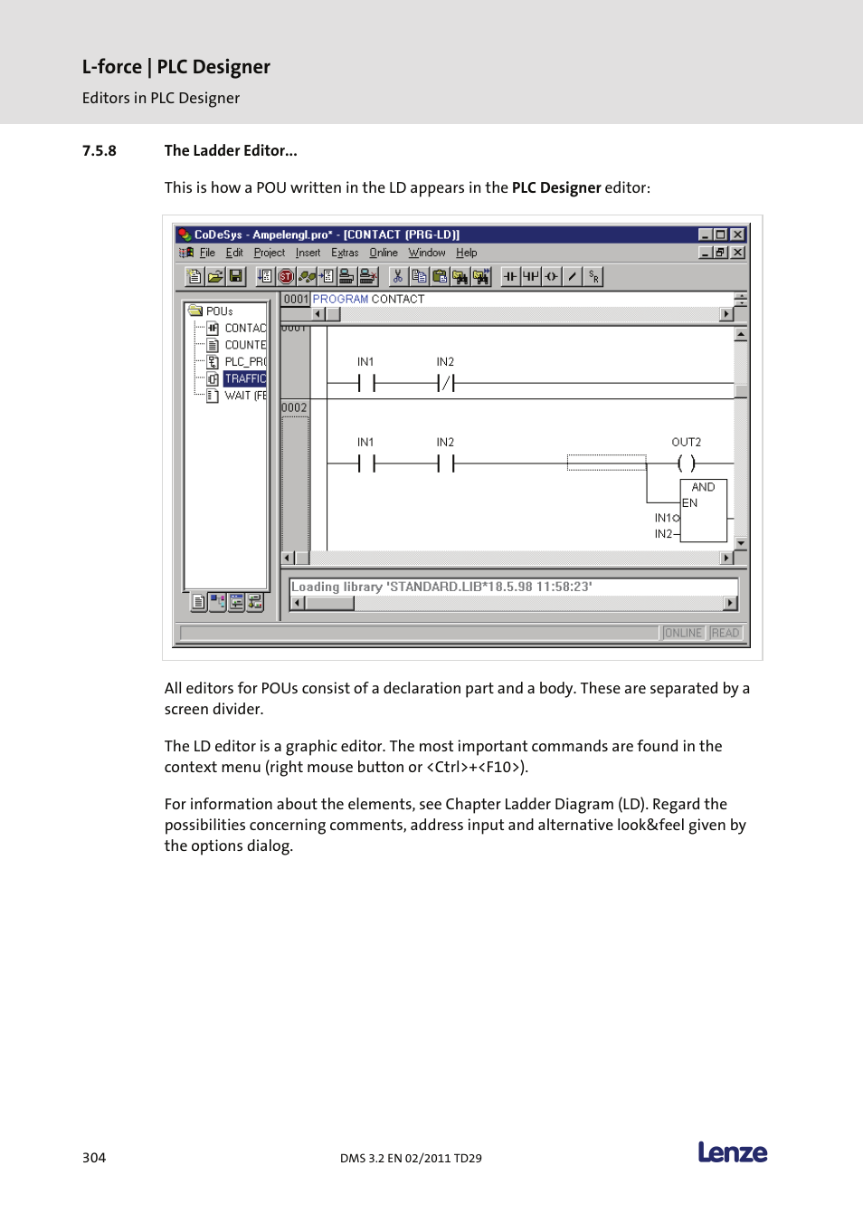 The ladder editor, L-force | plc designer | Lenze PLC Designer PLC Designer (R2-x) User Manual | Page 306 / 844