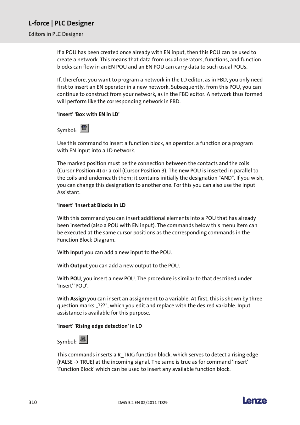 L-force | plc designer | Lenze PLC Designer PLC Designer (R2-x) User Manual | Page 312 / 844