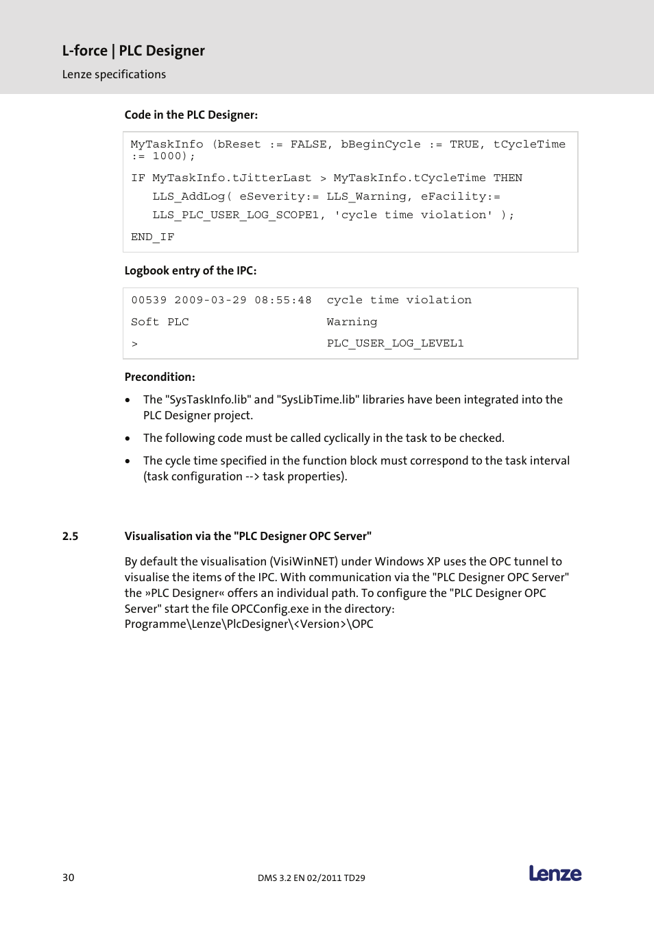 Visualisation via the "plc designer opc server, L-force | plc designer | Lenze PLC Designer PLC Designer (R2-x) User Manual | Page 32 / 844