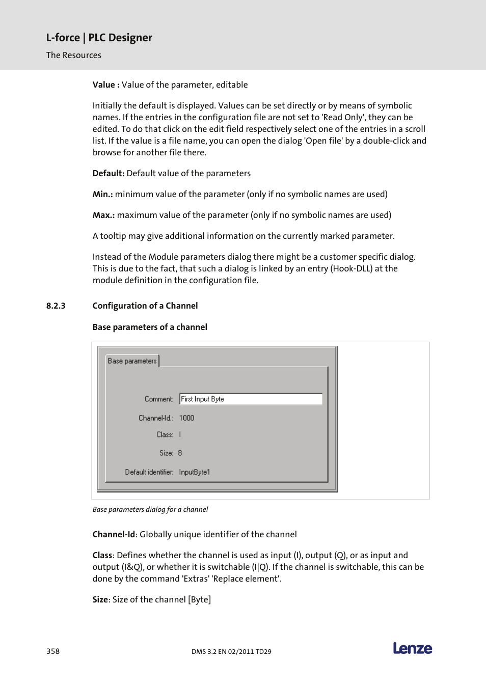 Configuration of a channel, L-force | plc designer | Lenze PLC Designer PLC Designer (R2-x) User Manual | Page 360 / 844