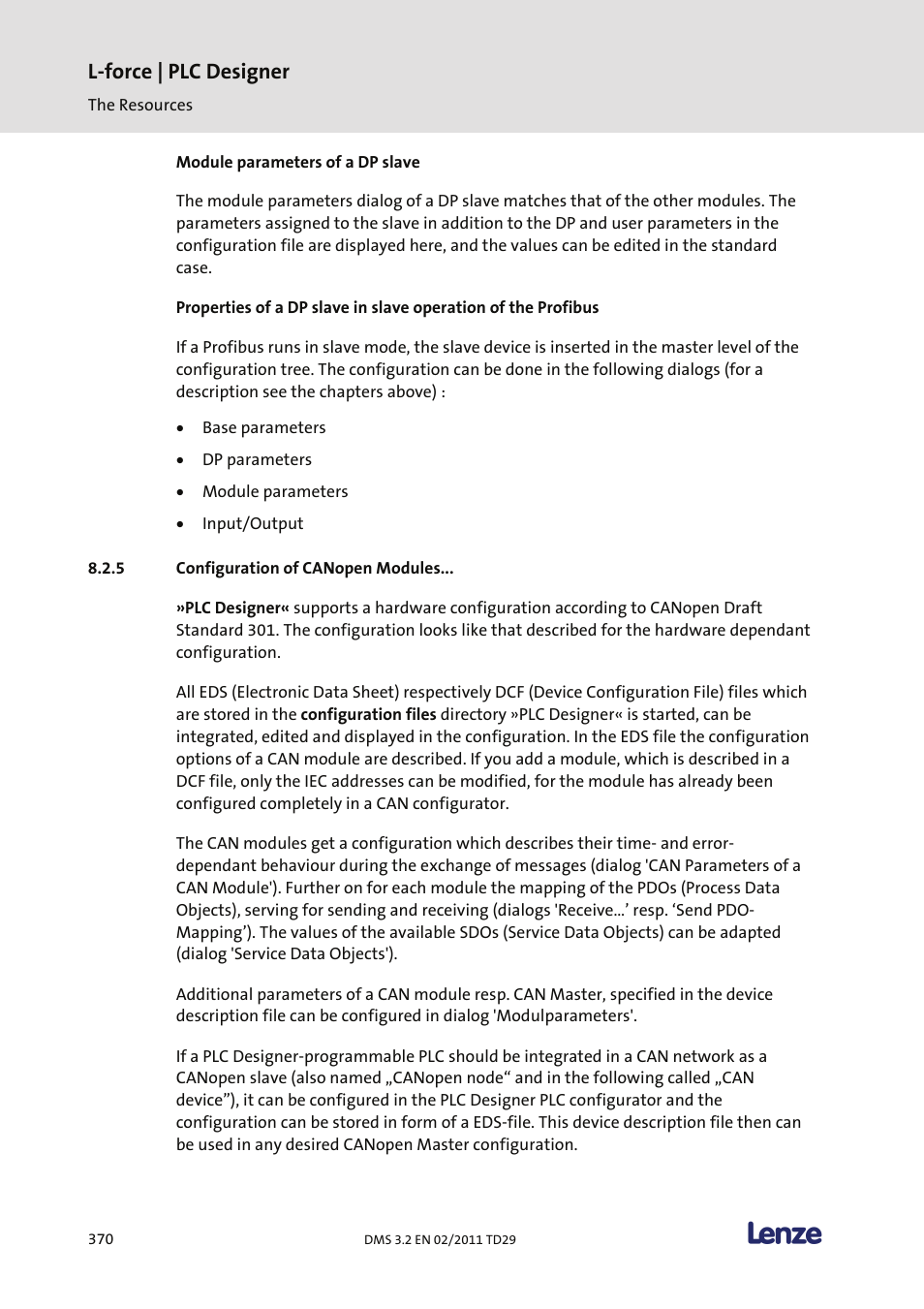Configuration of canopen modules, L-force | plc designer | Lenze PLC Designer PLC Designer (R2-x) User Manual | Page 372 / 844