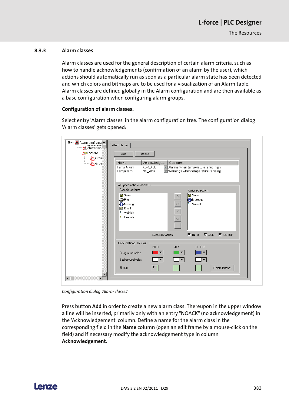 Alarm classes, L-force | plc designer | Lenze PLC Designer PLC Designer (R2-x) User Manual | Page 385 / 844